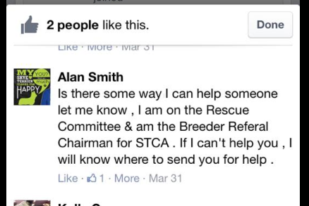 Smith posts that he is STCA Breeder Referral